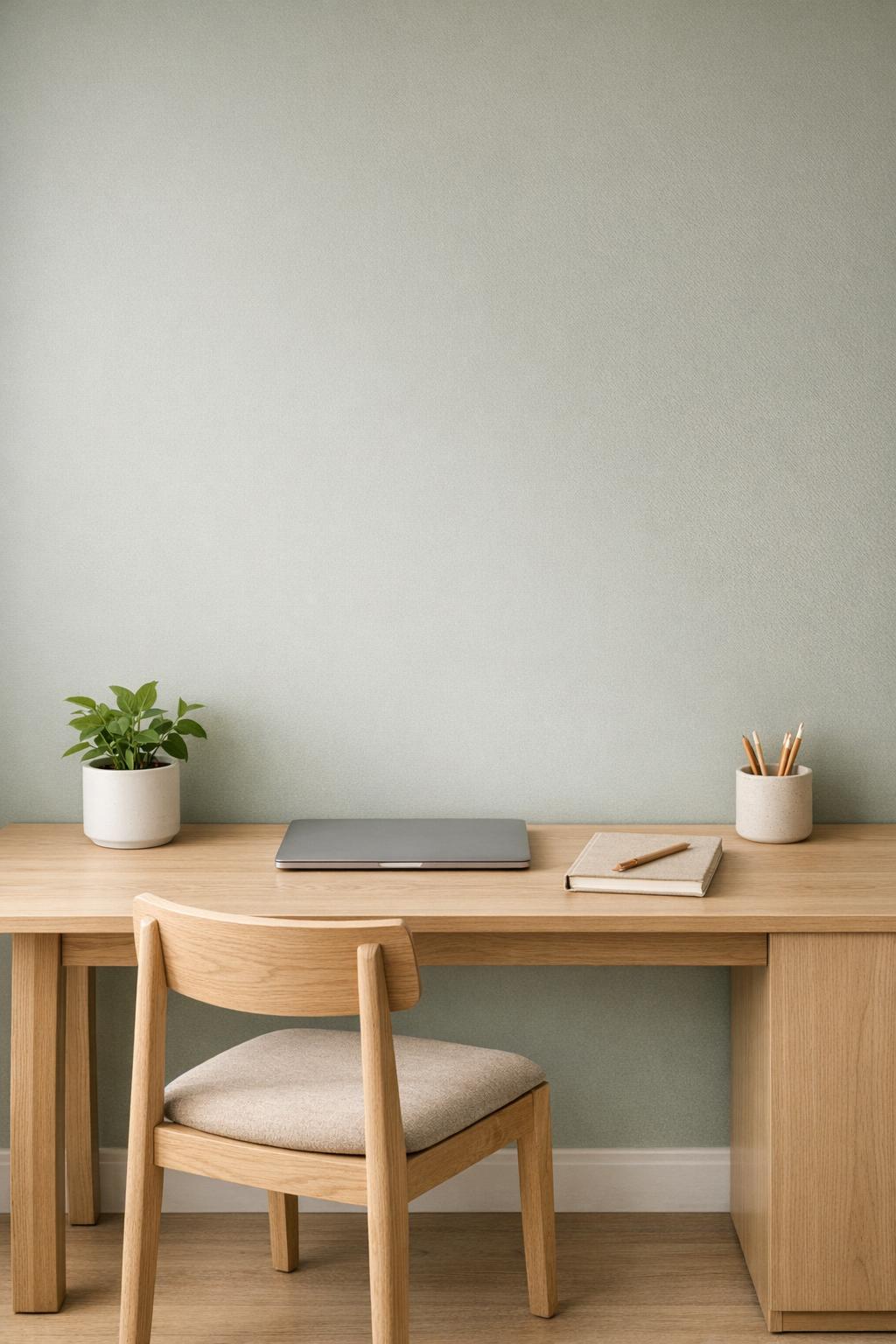 Minimalist Office Accent Wall Idea 2 Muted Sage