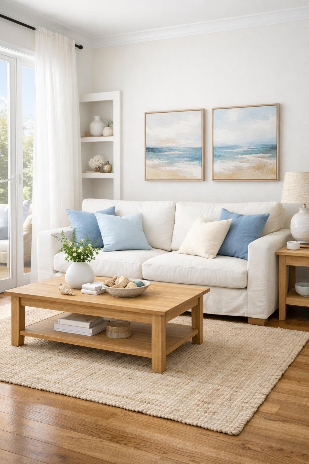 Modern Coastal Living Room Decor Idea 4 Coastal Blues