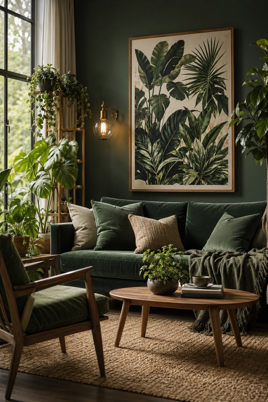 Moody Green Living Room Decor Idea 5 Botanical Art