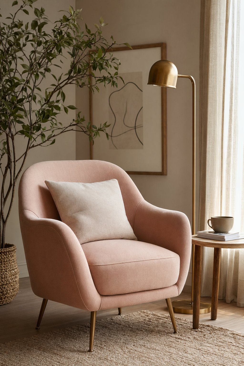 Pink and Green Living Room Decor Idea 2 Accent Chair
