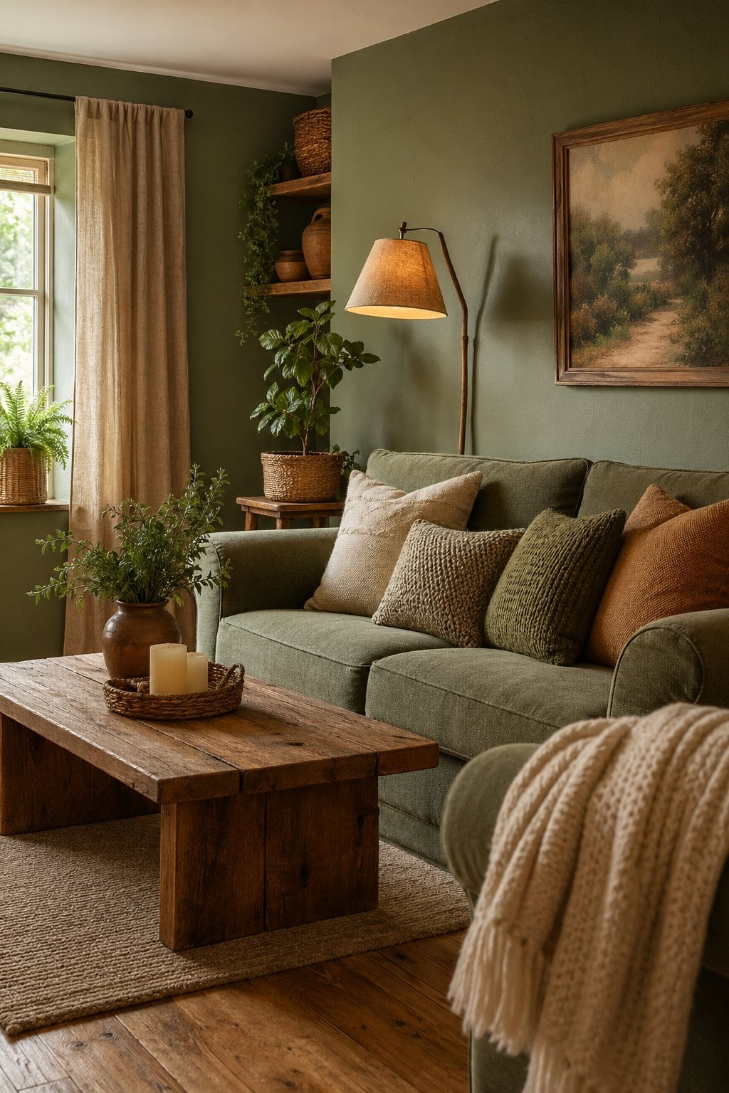 Rustic Green Living Room Decor Idea 4 Sage Green Walls