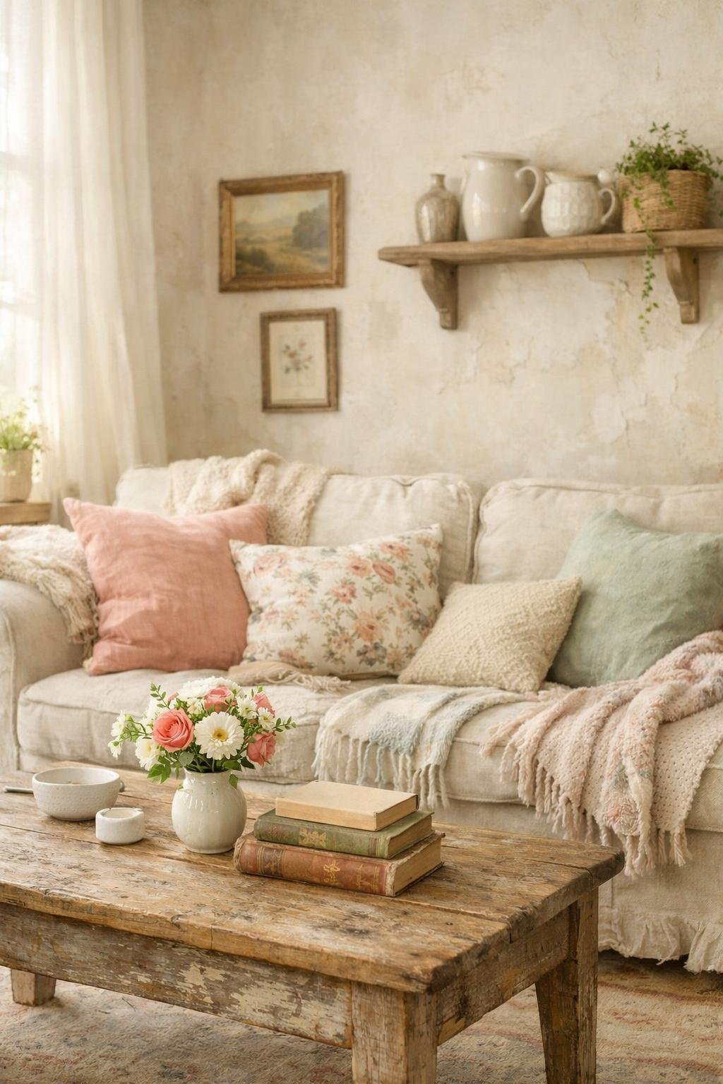 Shabby Chic Living Room Decor Idea 4 Cozy Textiles