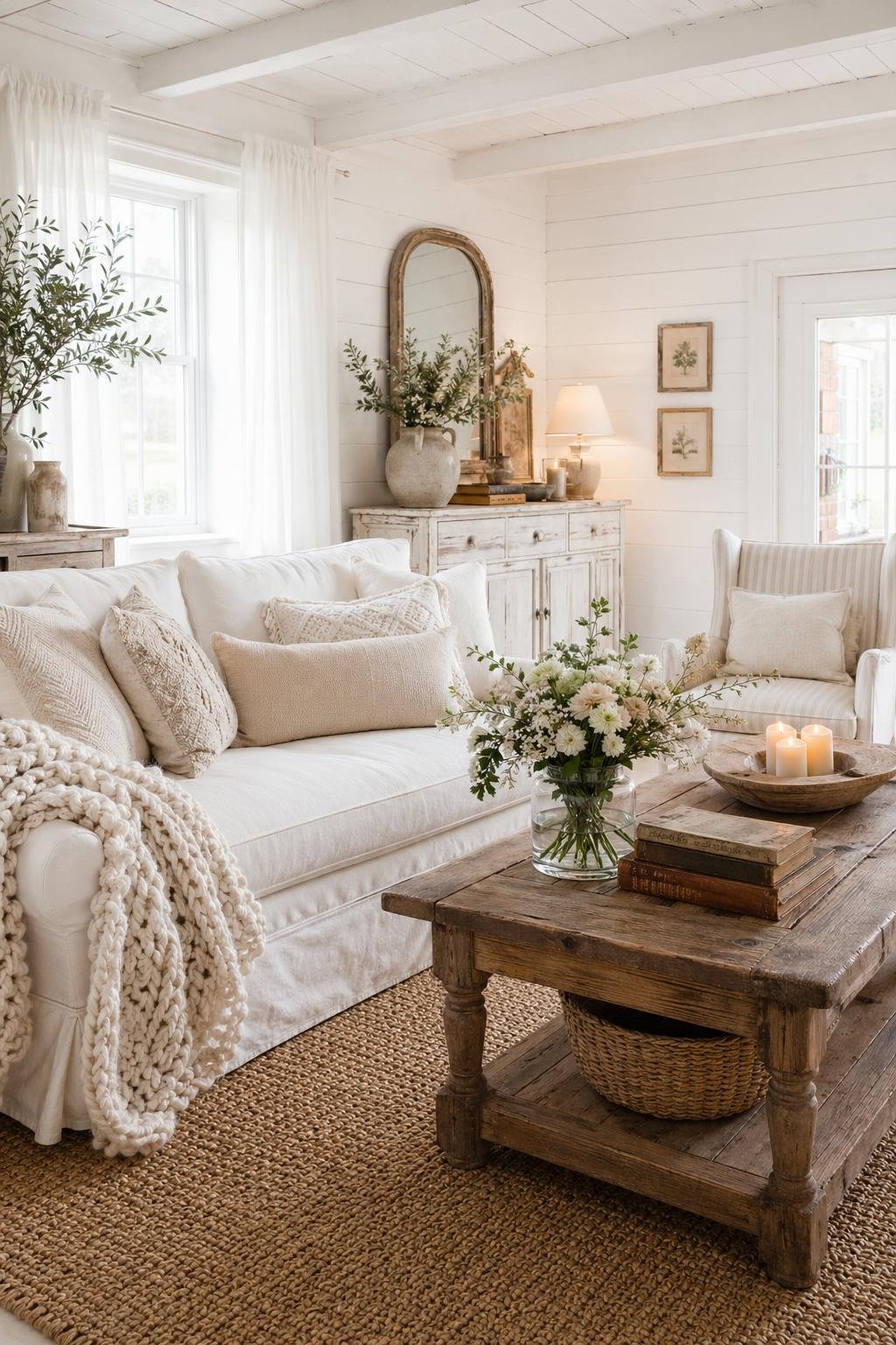 White Shabby Chic Living Room Decor Idea 2 Cozy Cottage Style