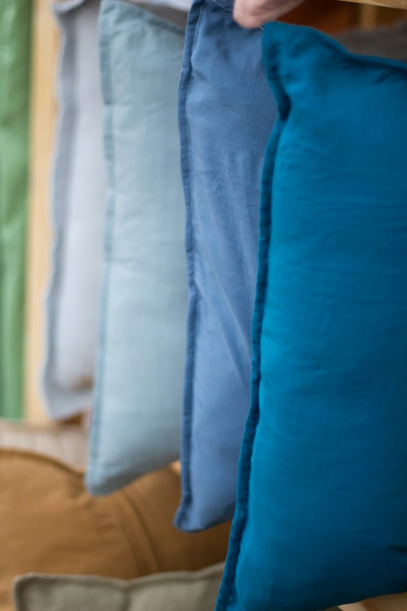 blue linen pillows