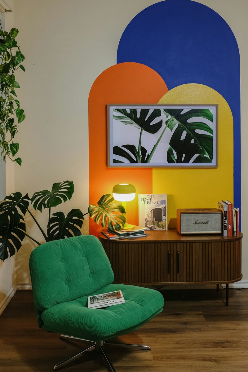 living room with plants