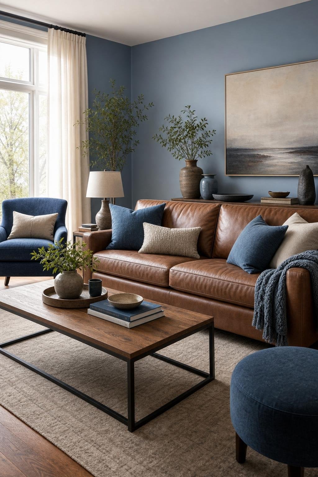 Brown and Blue Living Room Decor Idea 1 Modern Calm