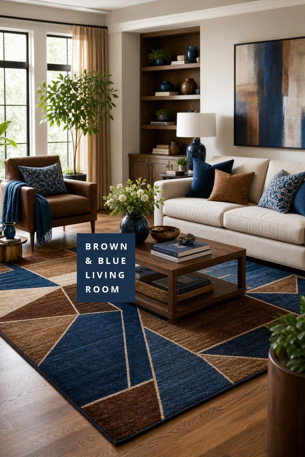 Brown and Blue Living Room Decor Idea 5 Rug