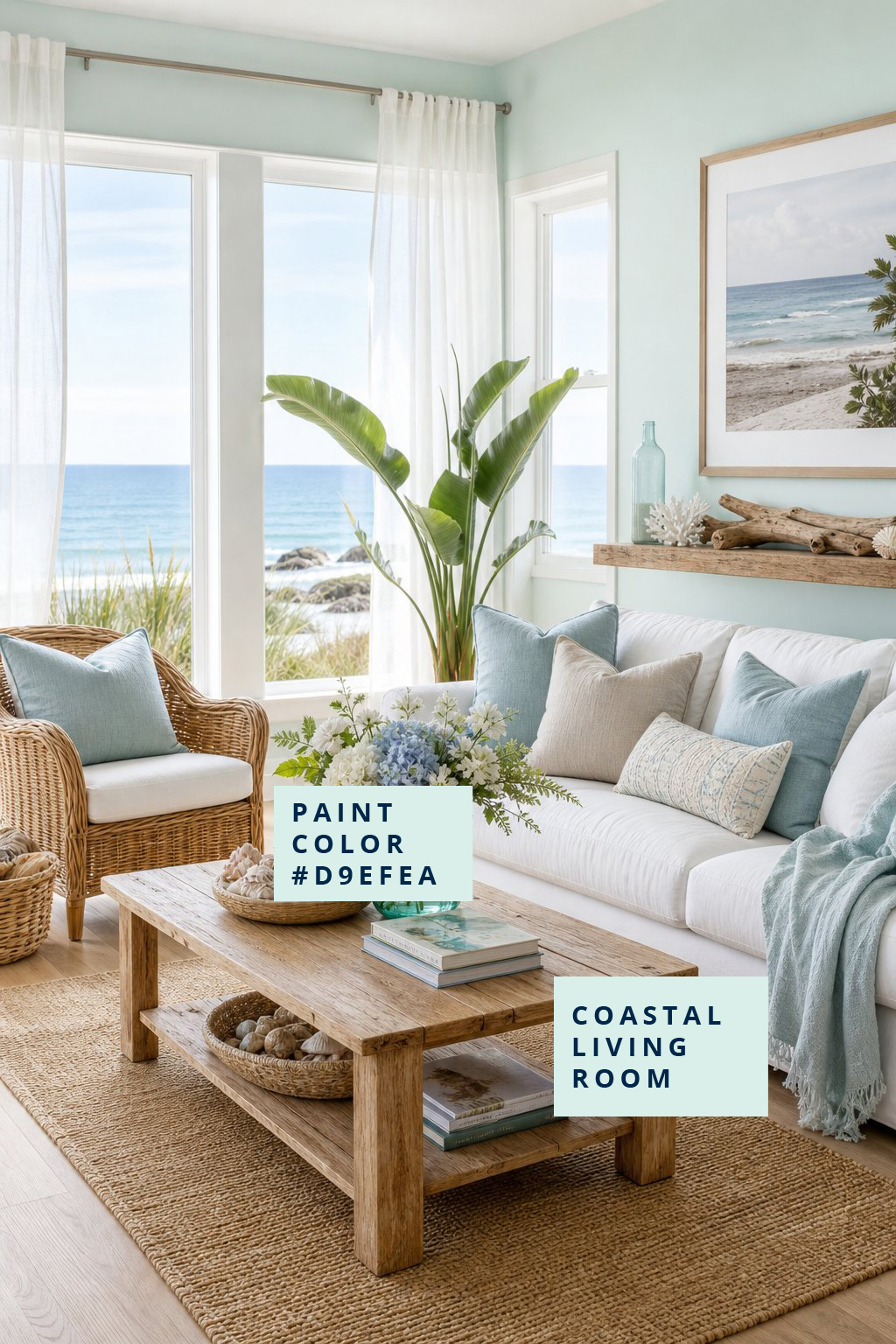 Coastal Living Room Paint Color 4 Seafoam Drift D9EFEA