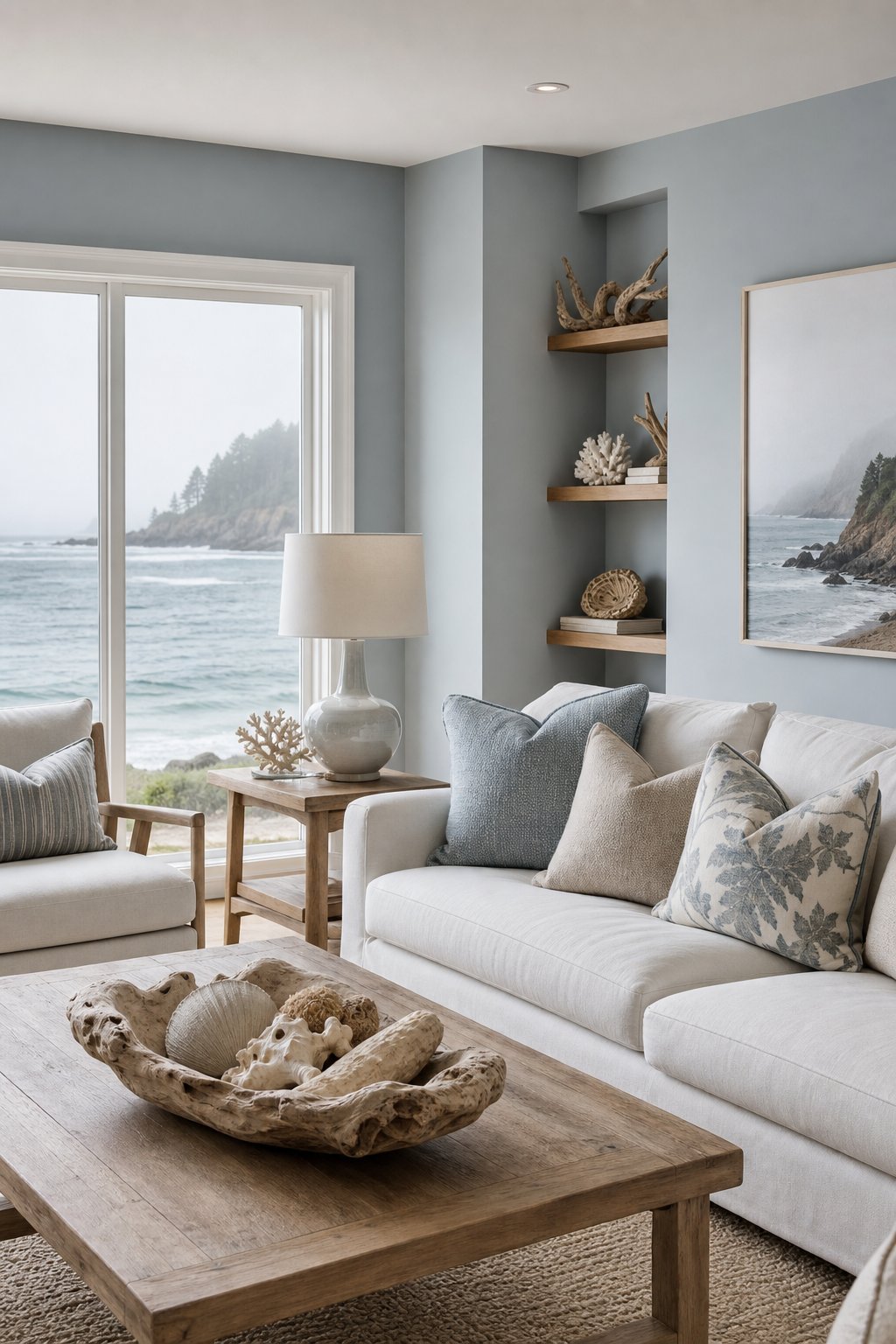 Coastal Living Room Paint Color 5 Coastal Fog A7B3BD