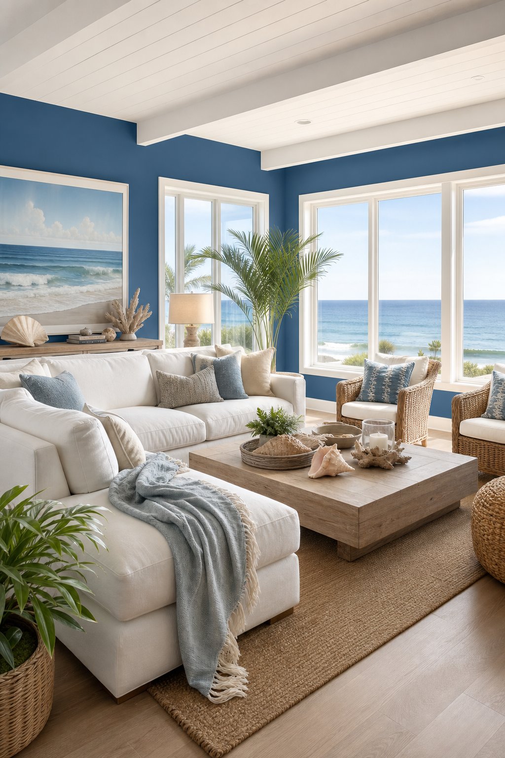 Coastal Living Room Paint Color 7 Harbor Blue 3F6A89