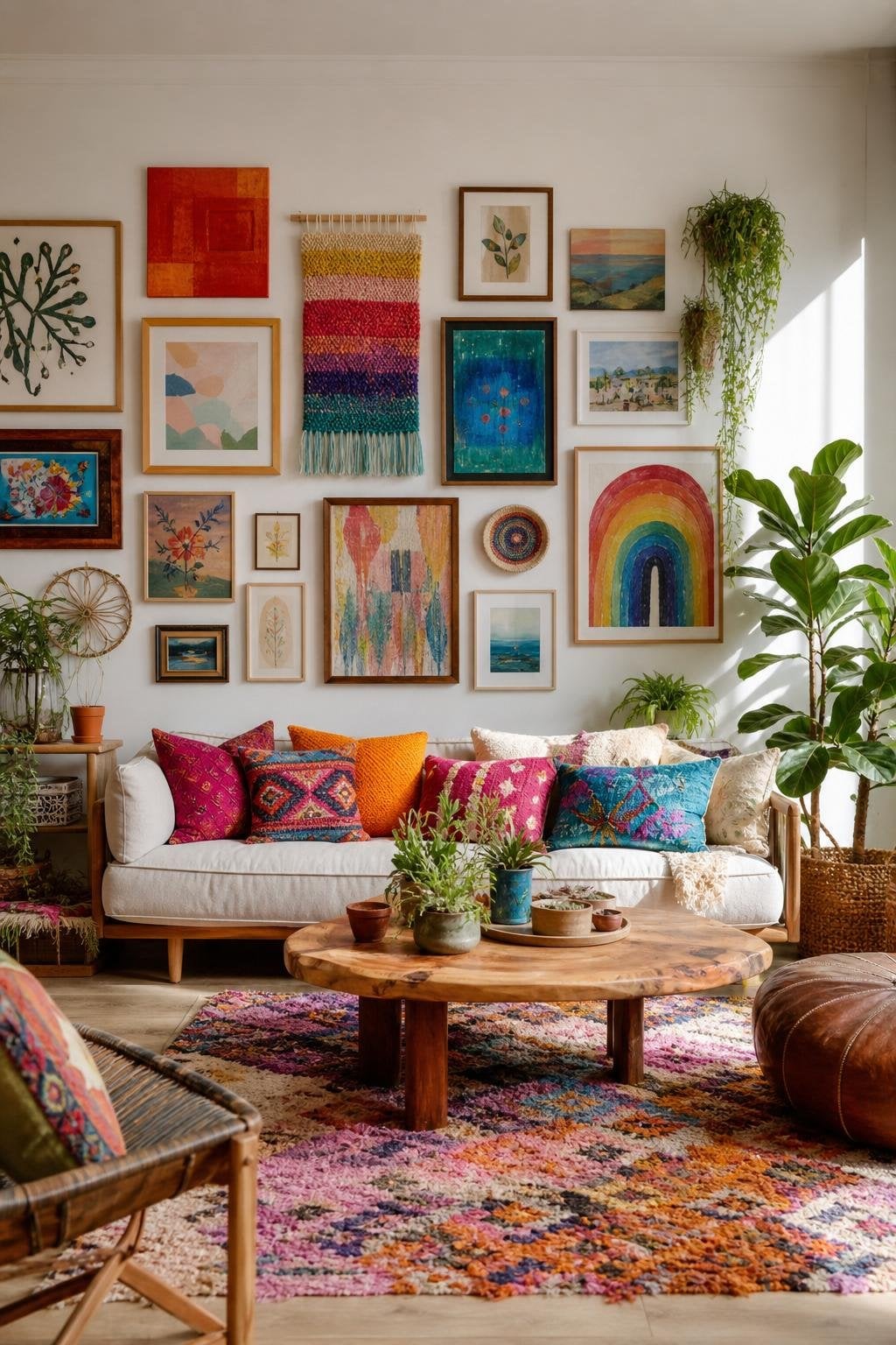 Colorful BOHO Living Room Decor Idea 4 Eclectic Wall Art