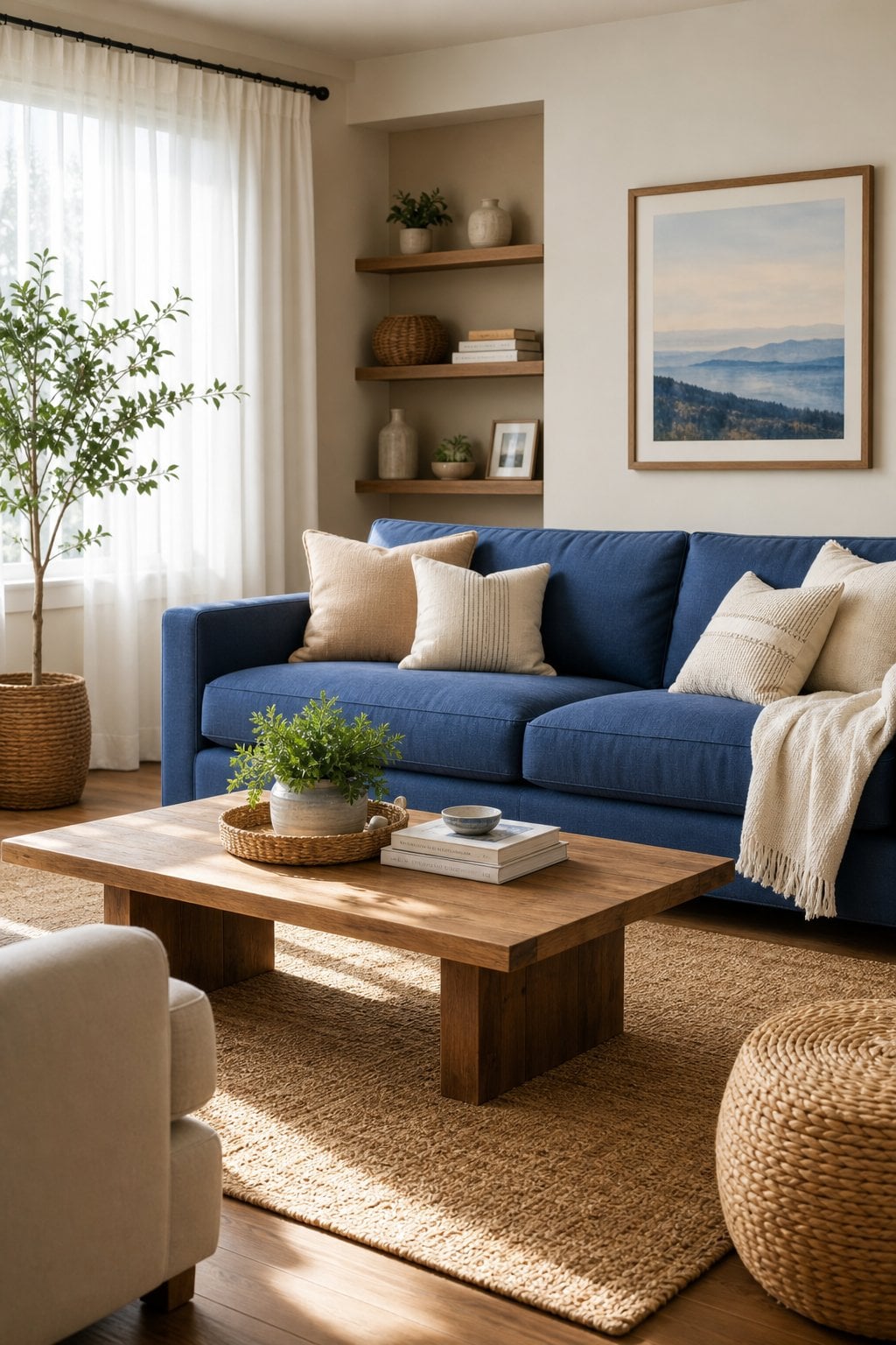 Cozy Blue Living Room Decor Idea 3 Warm Neutrals