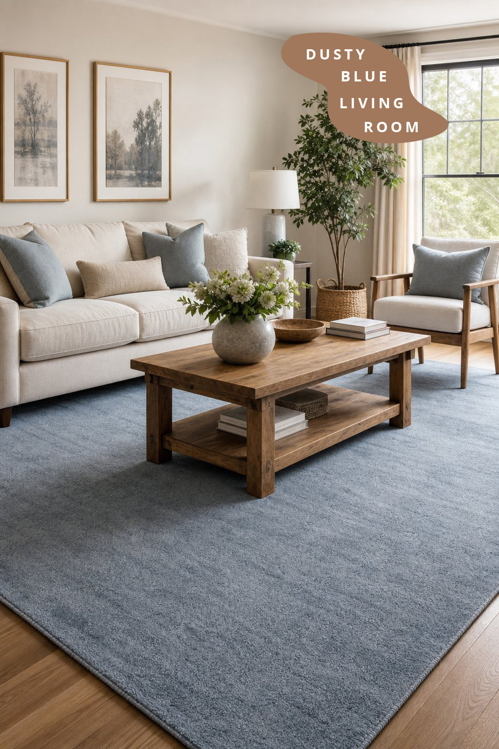 Dusty Blue Living Room Decor Idea 4 Rug