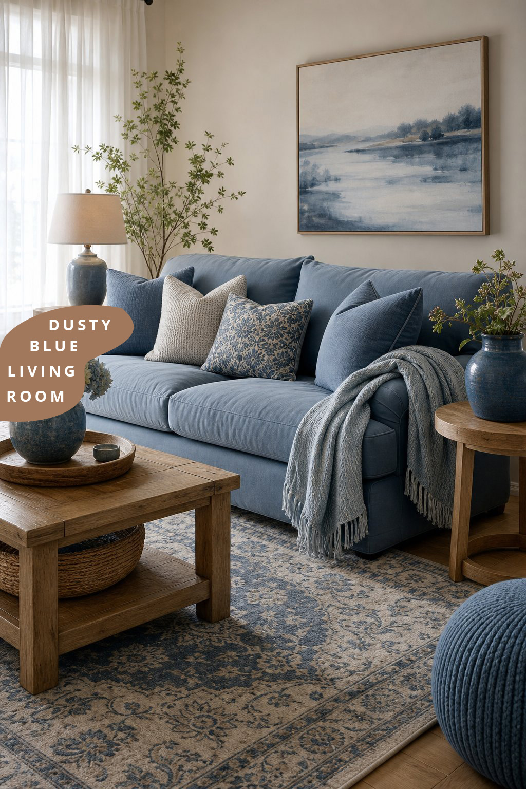 Dusty Blue Living Room Decor Idea 5 Soft Layers