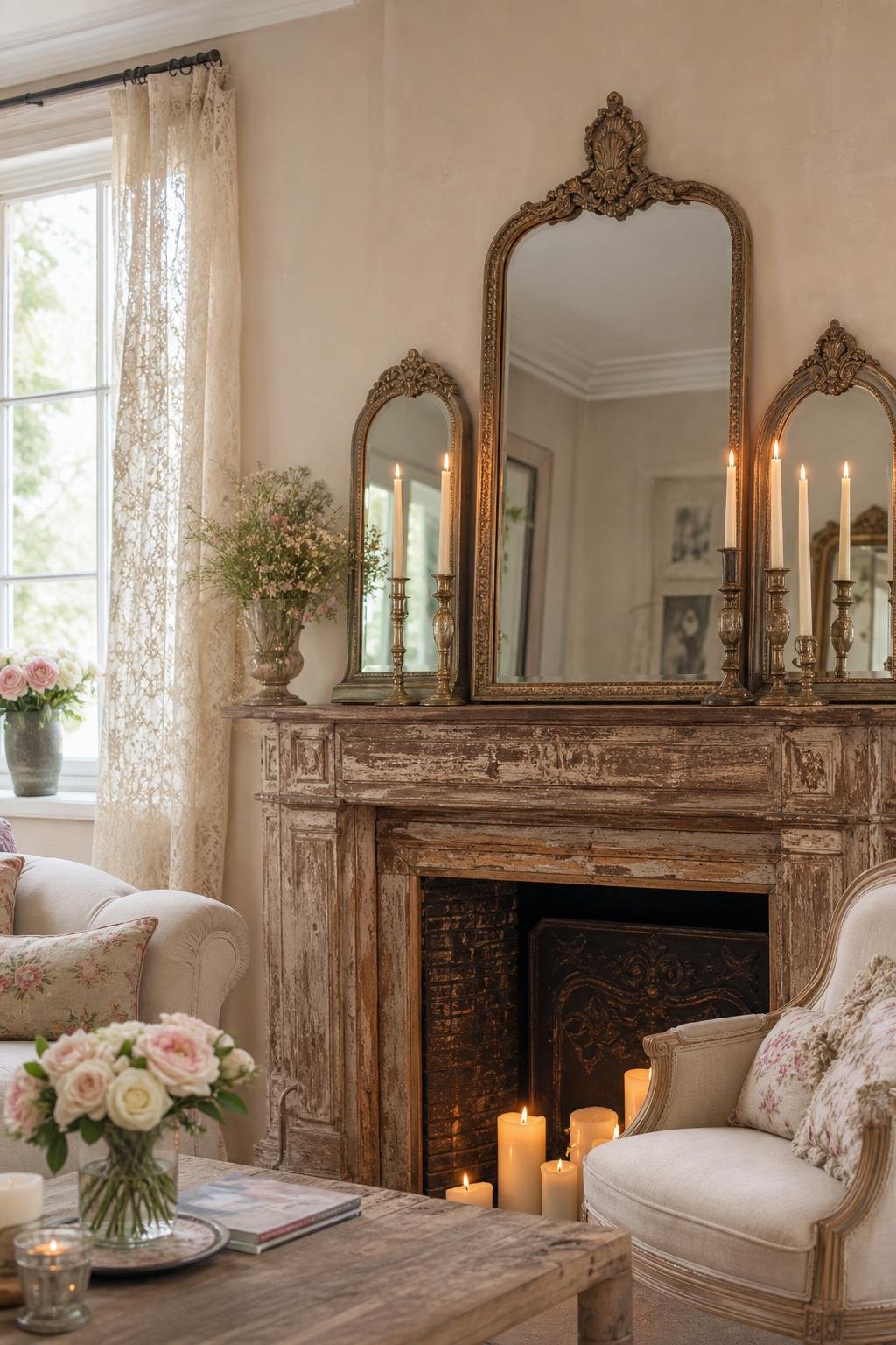 French Shabby Chic Living Room Decor Idea 3 Country Style Mantel