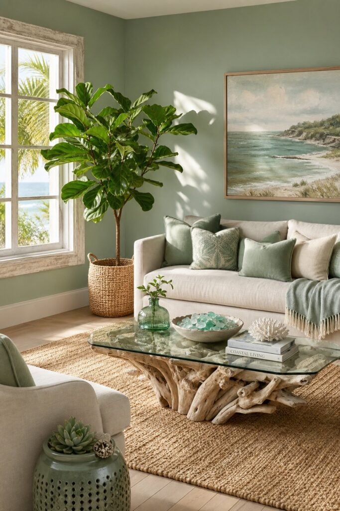 How to Decorate a Green Coastal Living Room: 12 Ideas if You Want Decor ...