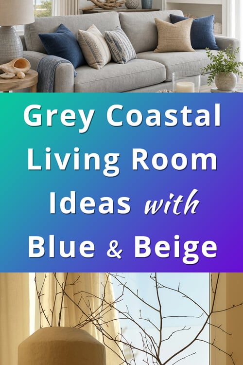 Grey Coastal Living Room Blue Beige Details Decor Ideas