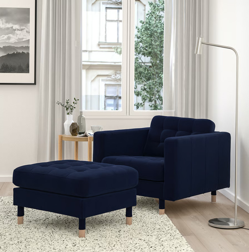 IKEA MORABO Ottoman Djuparp dark blue wood