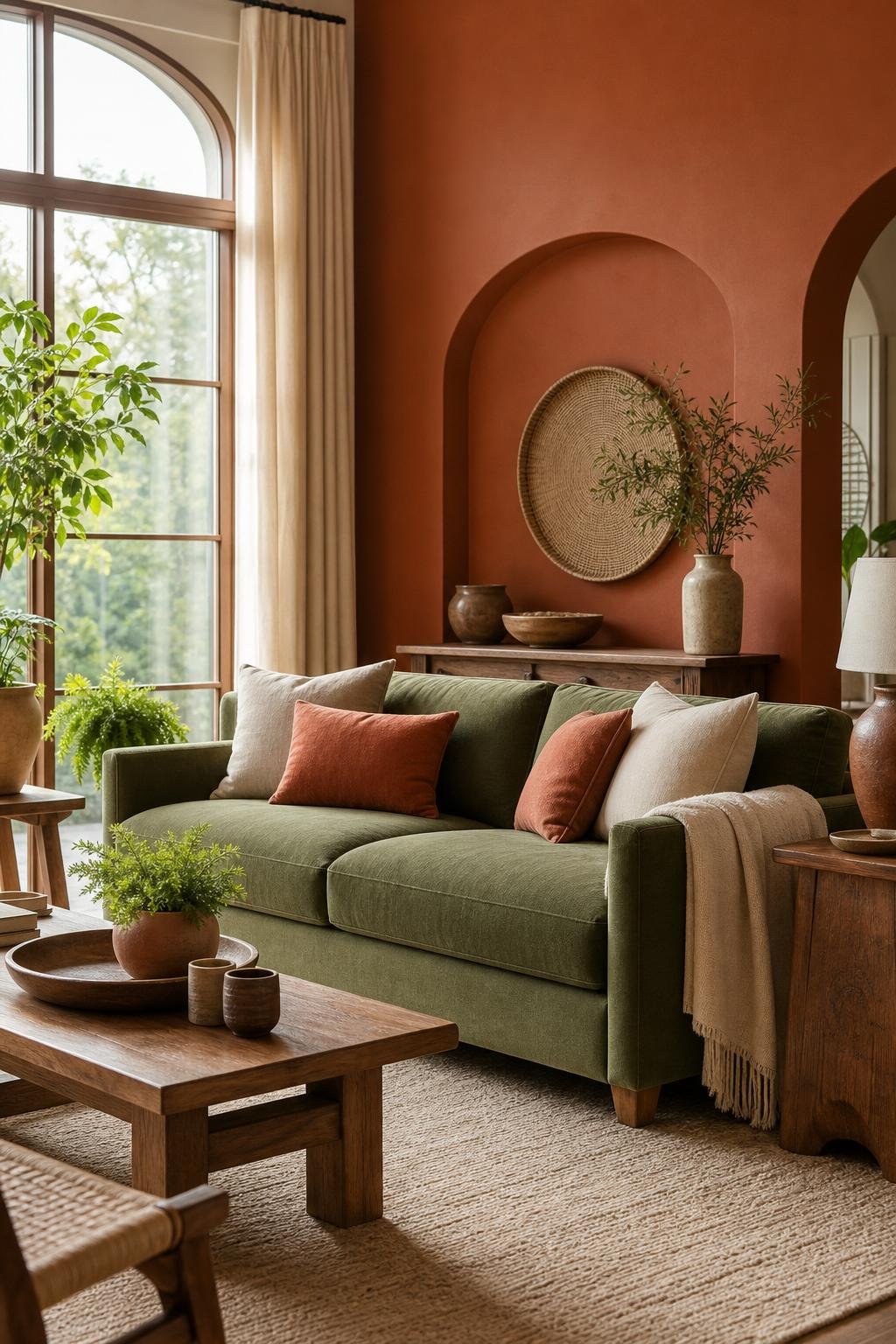 Living Room Color Combo 4 Terracotta Olive Linen