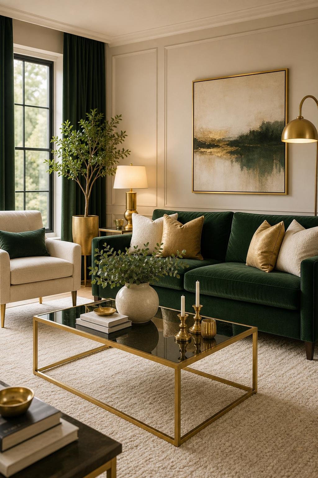 Living Room Color Combo 7 Forest Green Gold Cream