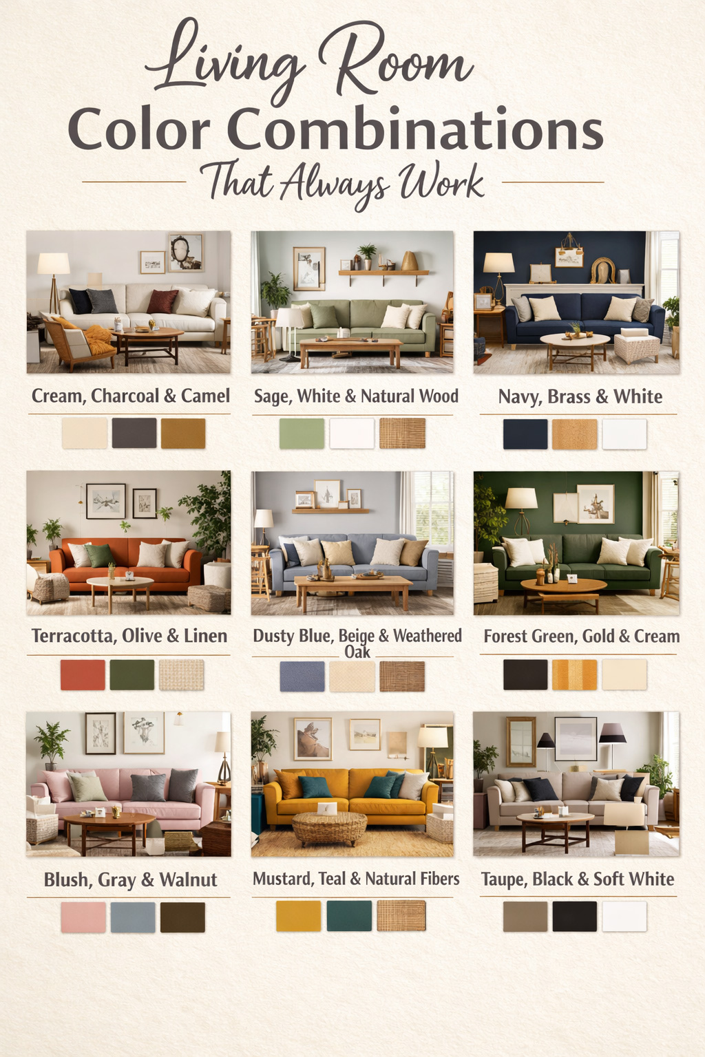 Living Room Color Combos that Always Work infographic