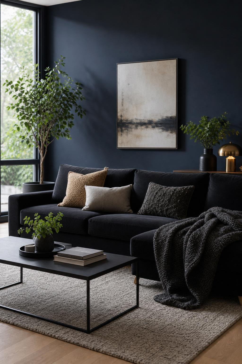 Living Room Decor Black Couch Idea 1 Moody Accent Wall