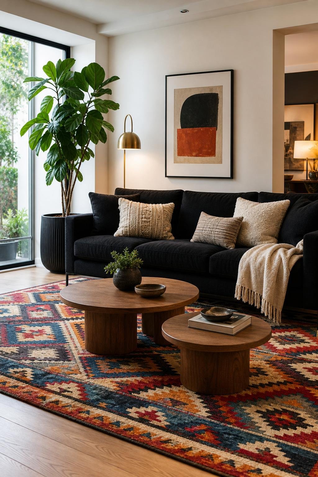 Living Room Decor Black Couch Idea 6 Rug