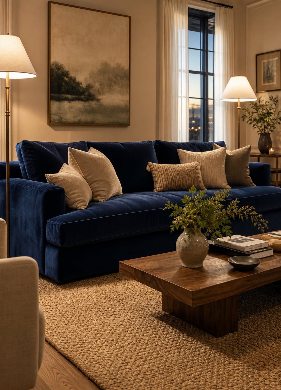 Midnight Blue Living Room Decor Idea 2 Couch