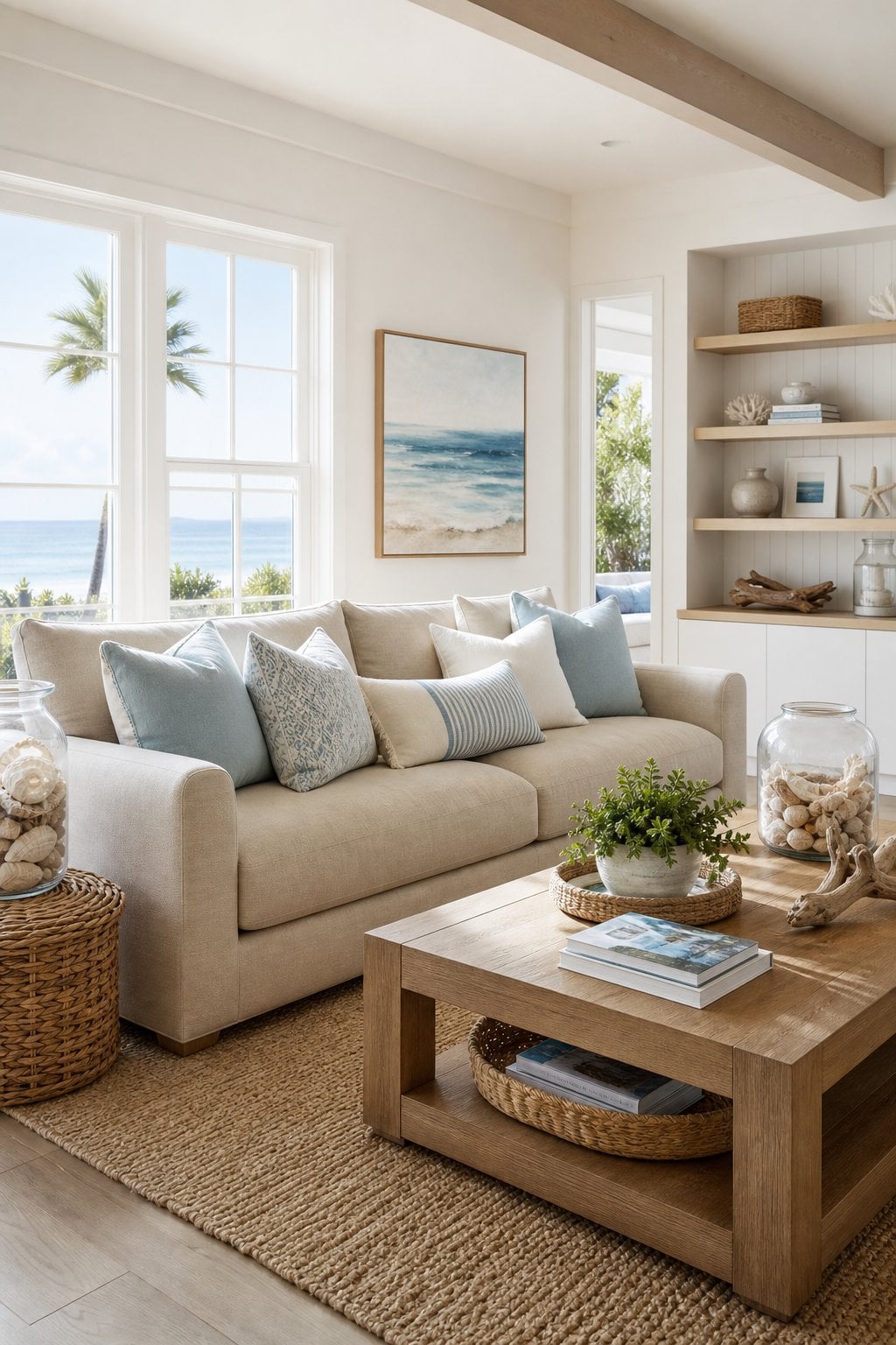 Neutral Coastal Living Room Decor Idea 1 Modern