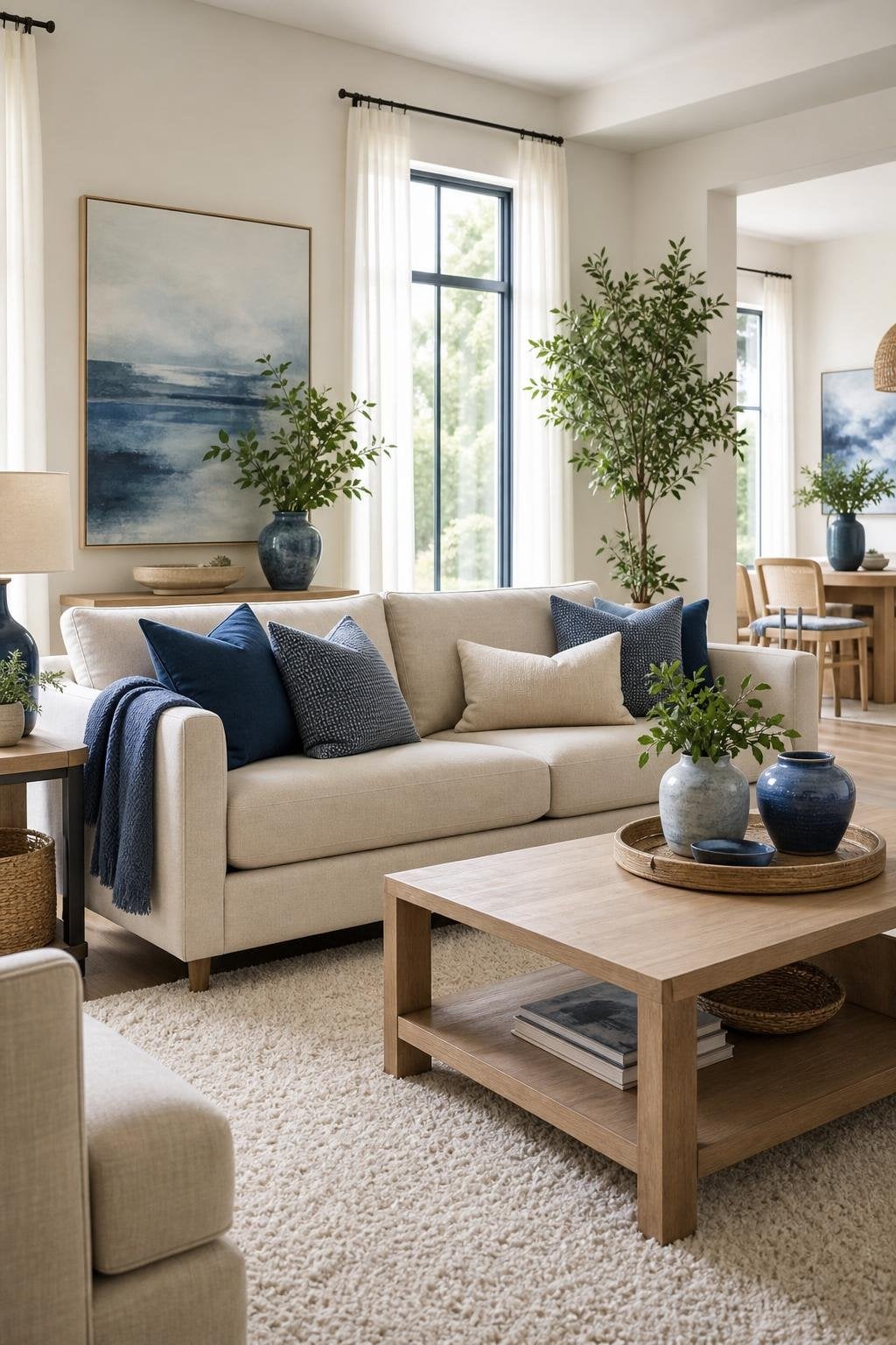 Neutral and Blue Living Room Decor Idea 4 Artwork