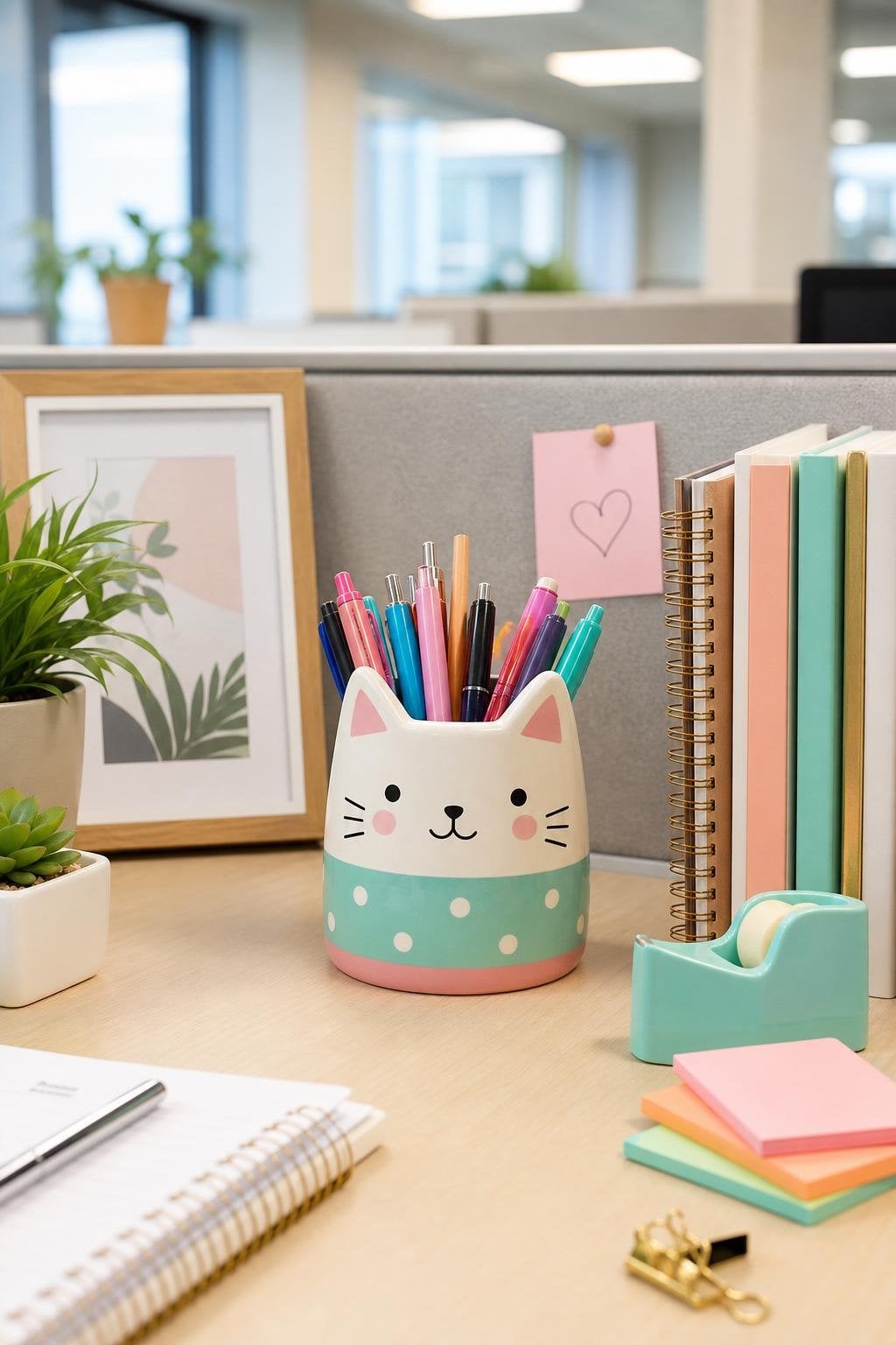 Office Cubicle Decor Idea on a Budget 3 Cute Pen Cup