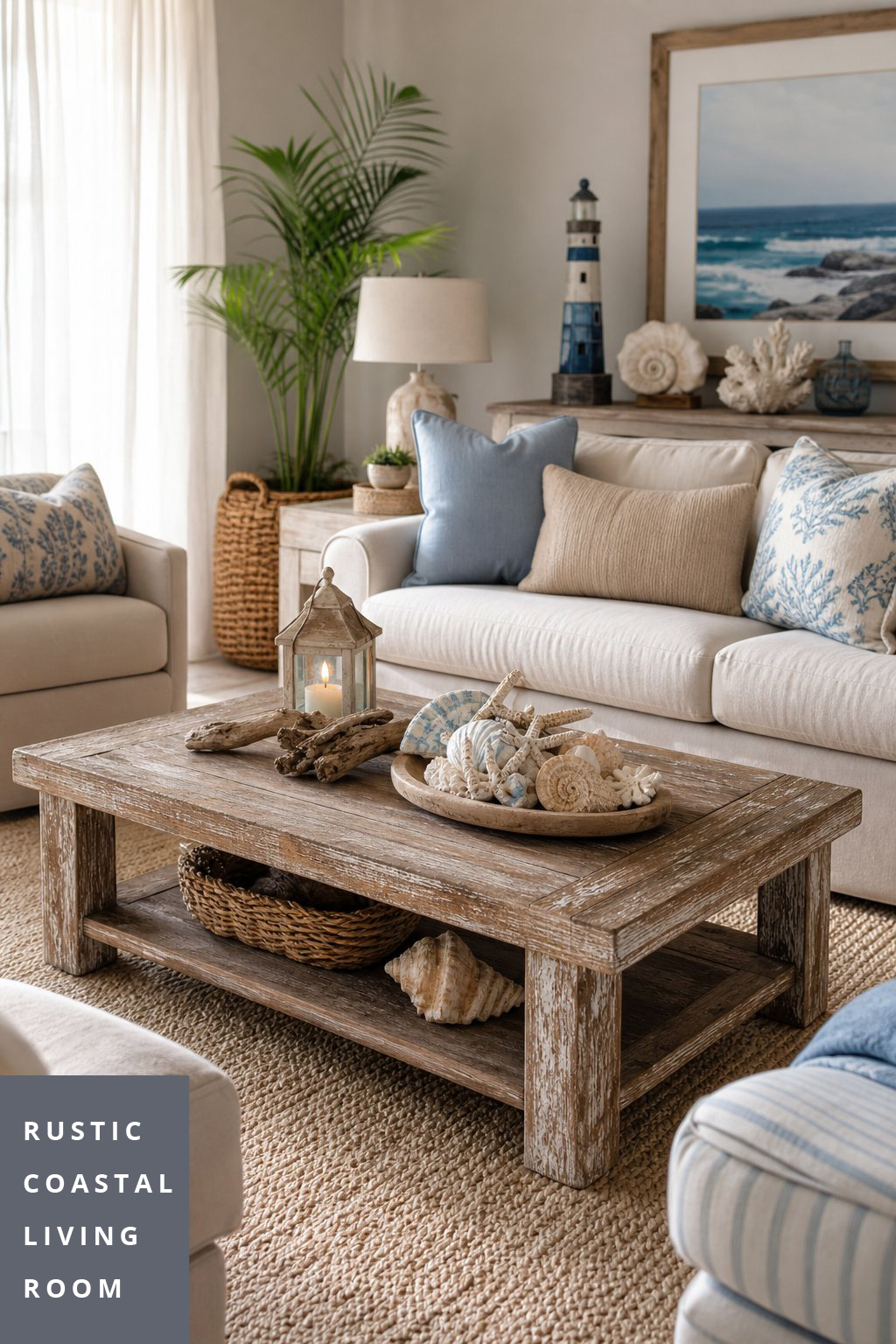 Rustic Coastal Living Room Cozy Modern Decor Idea 6 Coffee Table