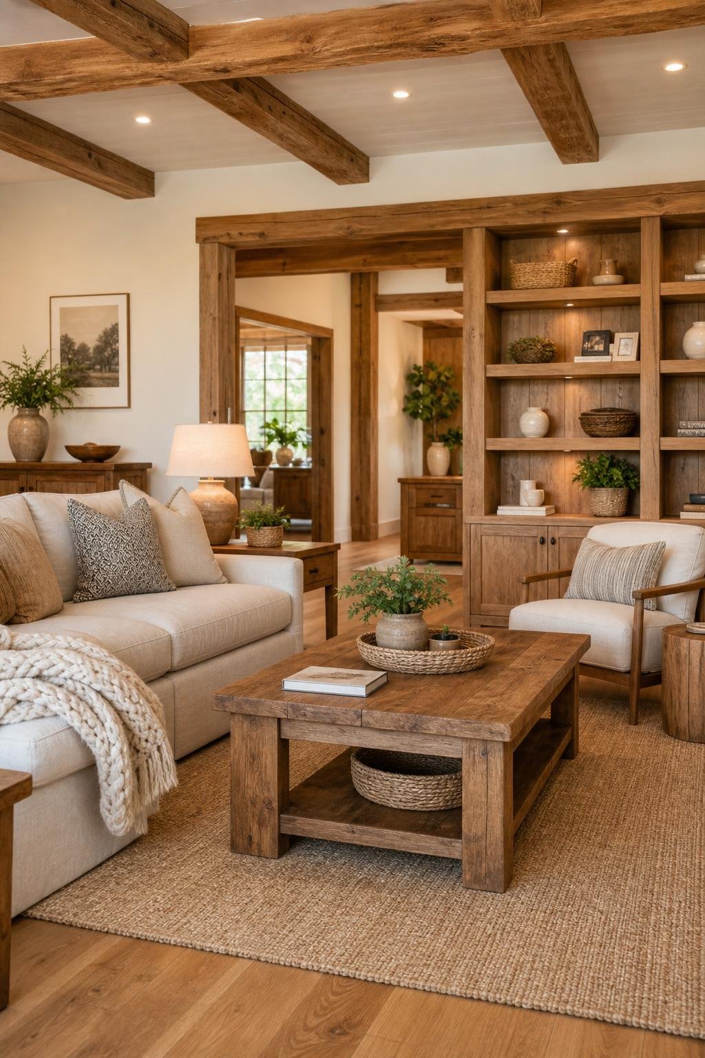 Rustic Shabby Chic Living Room decor idea 1 Warm Wood Tones