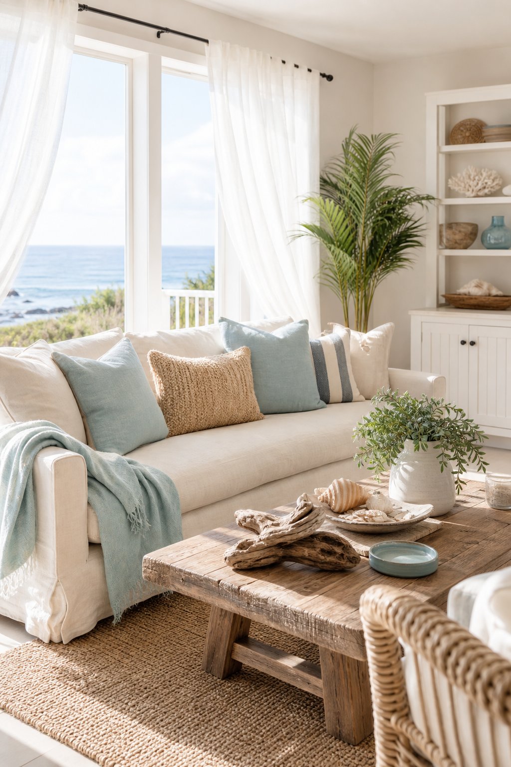 Small Coastal Living Room Decor Idea 1 Light Breezy Color Palette