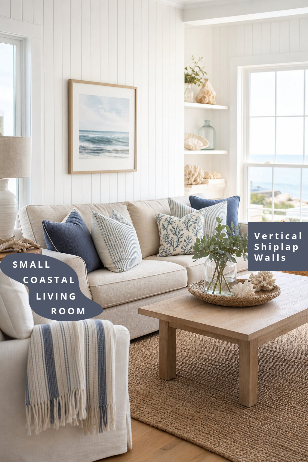Small Coastal Living Room Decor Idea 3 Vertical Shiplap Walls