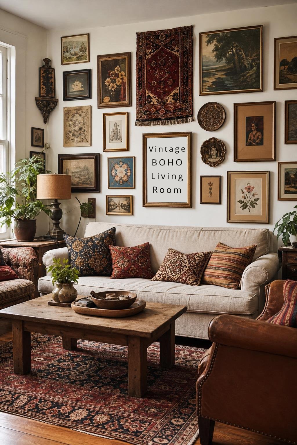 Vintage BOHO Living Room Decor Idea 4 Wall Art