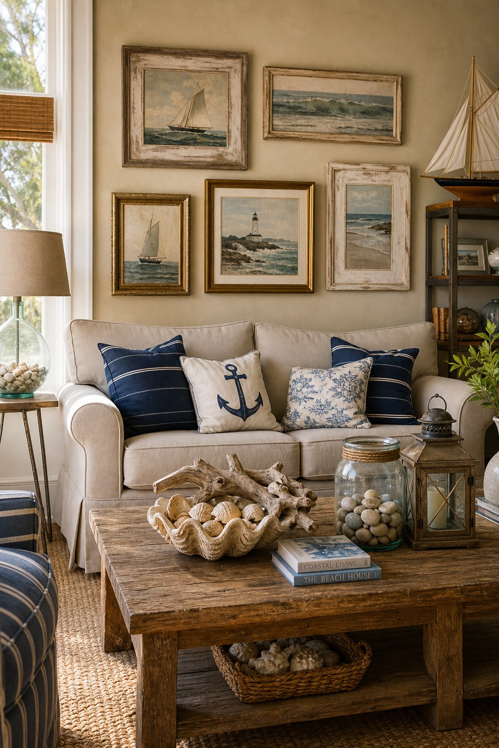 Vintage Coastal Living Room Decor Idea 2 Faded Art