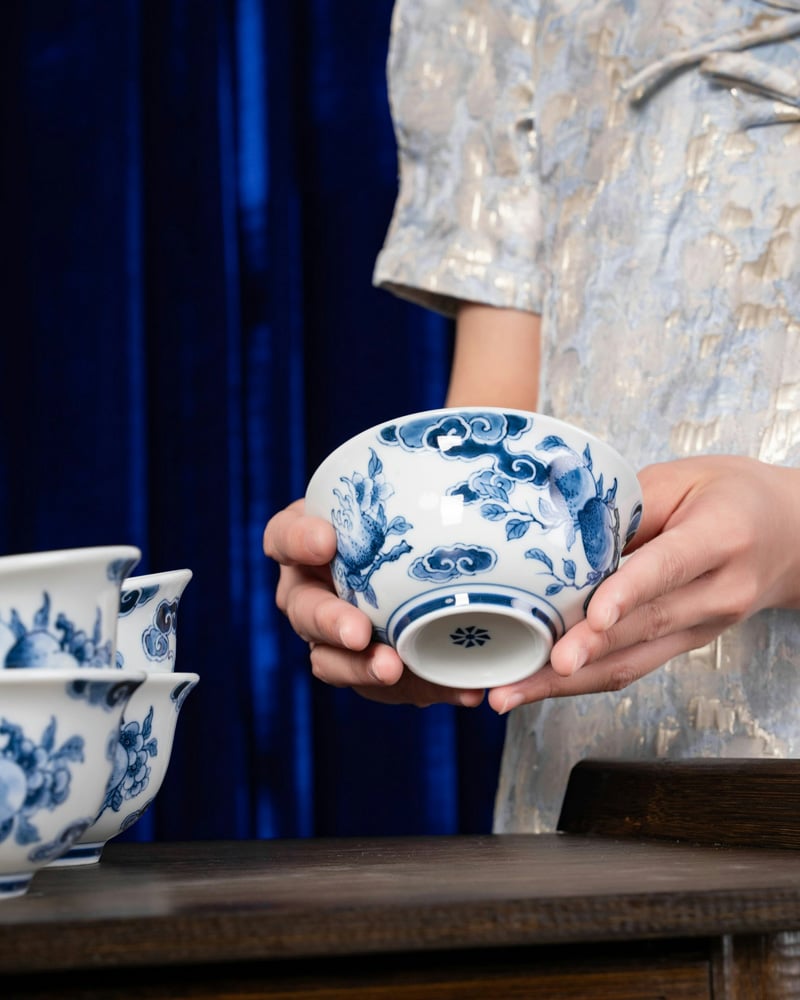 blue and white floral porcelain bowl
