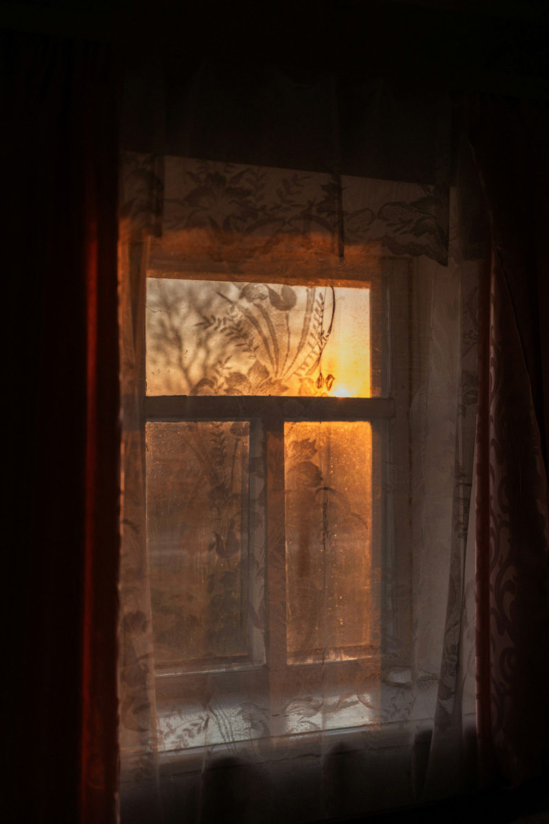 lace curtains sunset