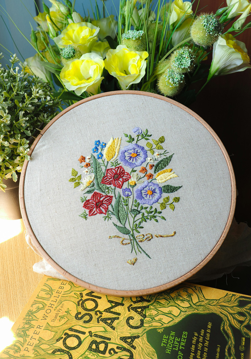 pastel floral embroidery