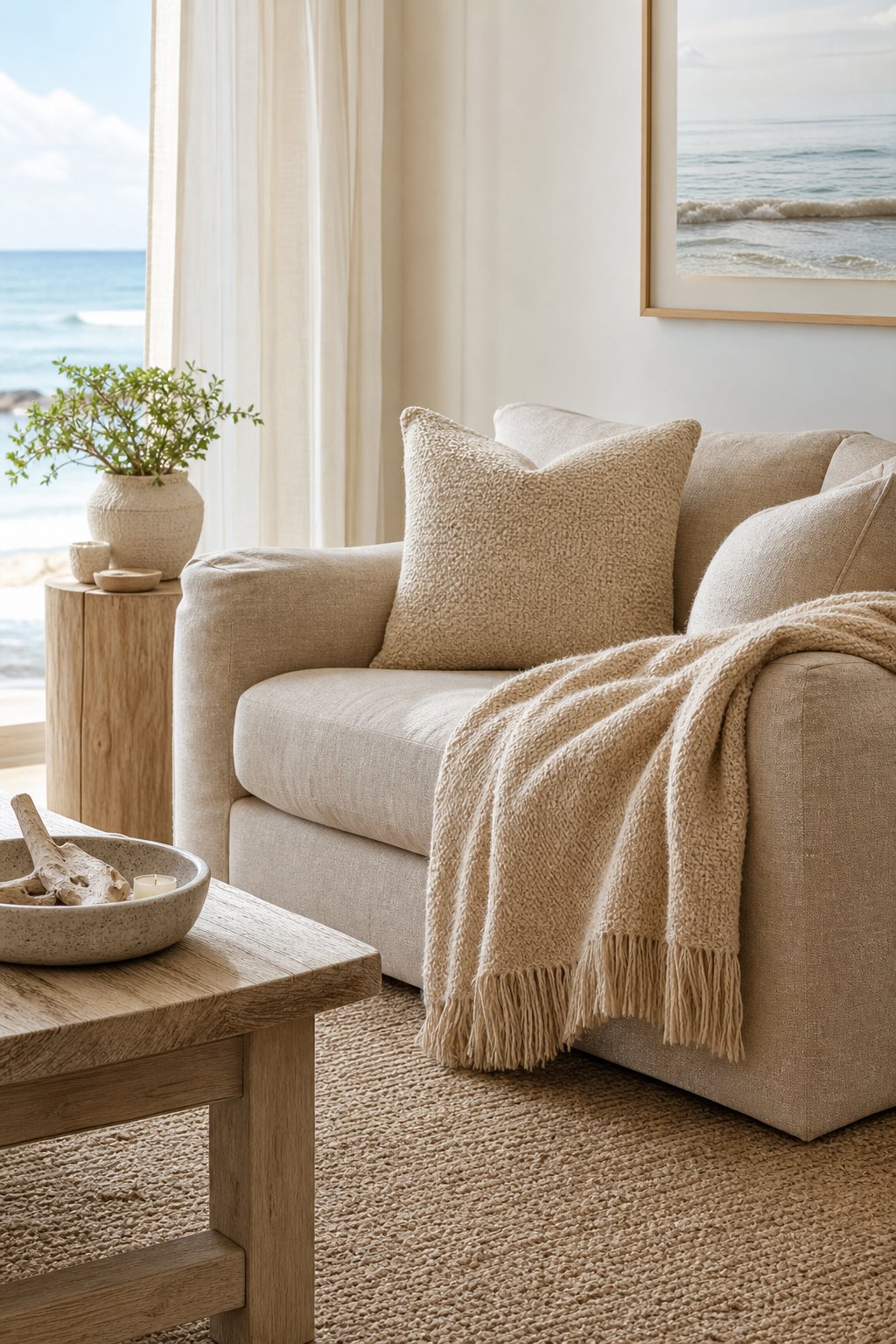 Beige Coastal Living Room Decor Idea 1 Layered Neutrals