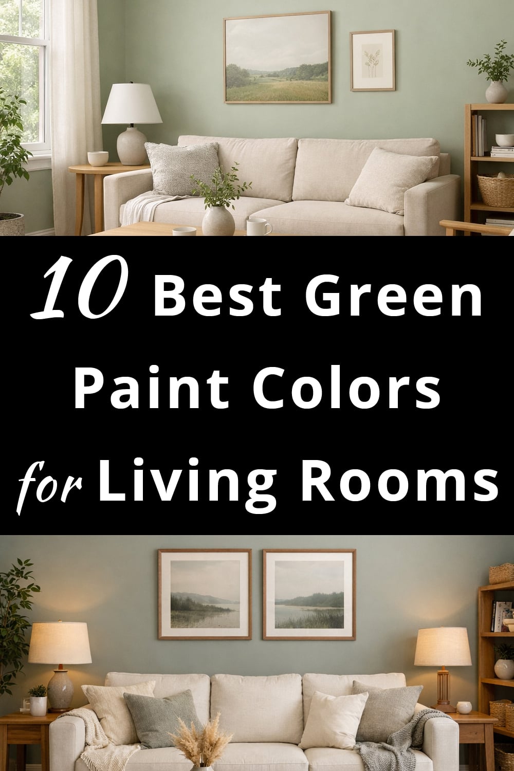 Best Green Paint Colors for Living Rooms pin 1