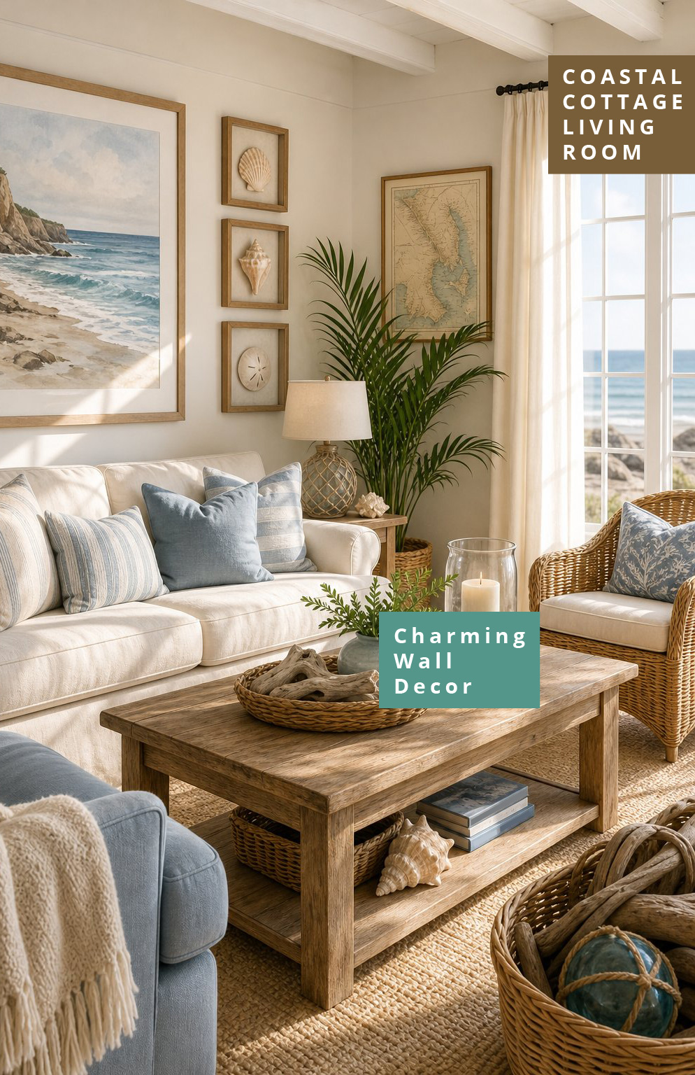 Coastal Cottage Living Room Decor Idea 5 Wall Art