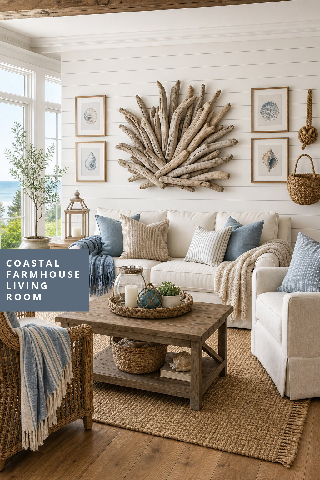 Coastal Farmhouse Living Room Decor Idea 1 Wall Decor