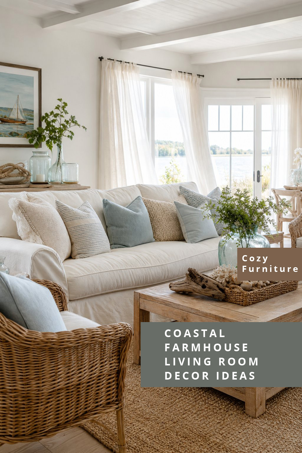 Coastal Farmhouse Living Room Decor Idea 2 Cozy Furniture