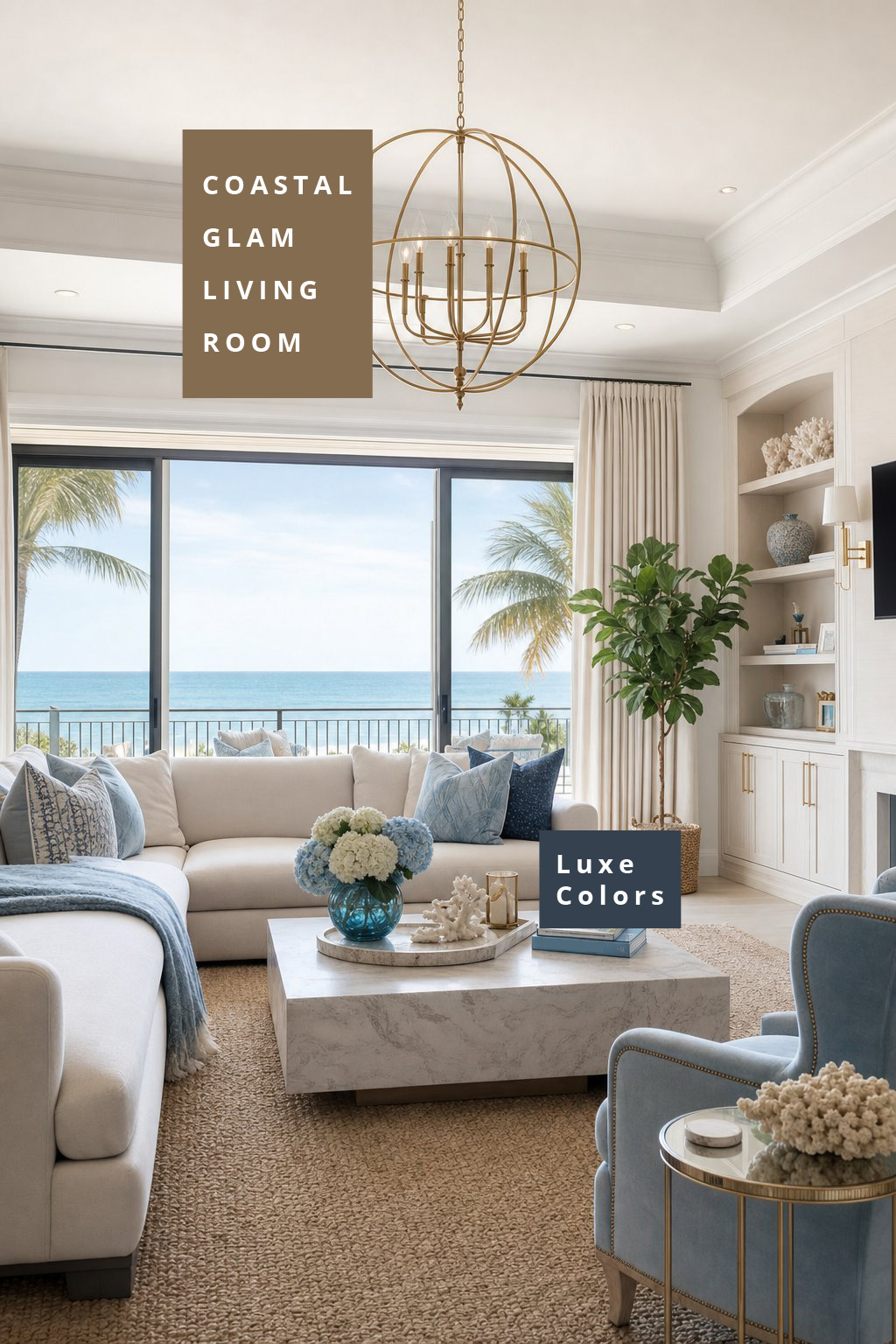 Coastal Glam Living Room Decor Idea 12 Luxe Color Palette