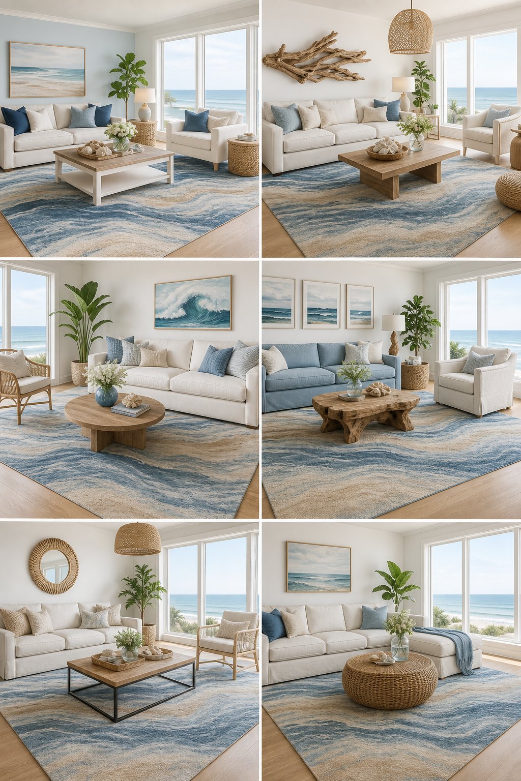 Coastal Living Room Area Rug Idea 5 Coastal Glam