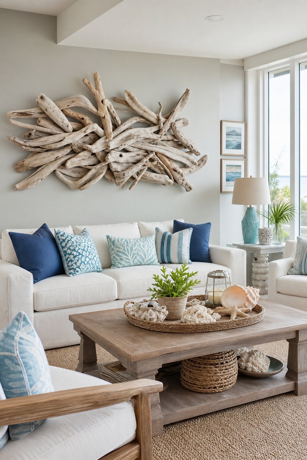 Coastal Living Room Wall Decor Idea 3 Driftwood Sculpture