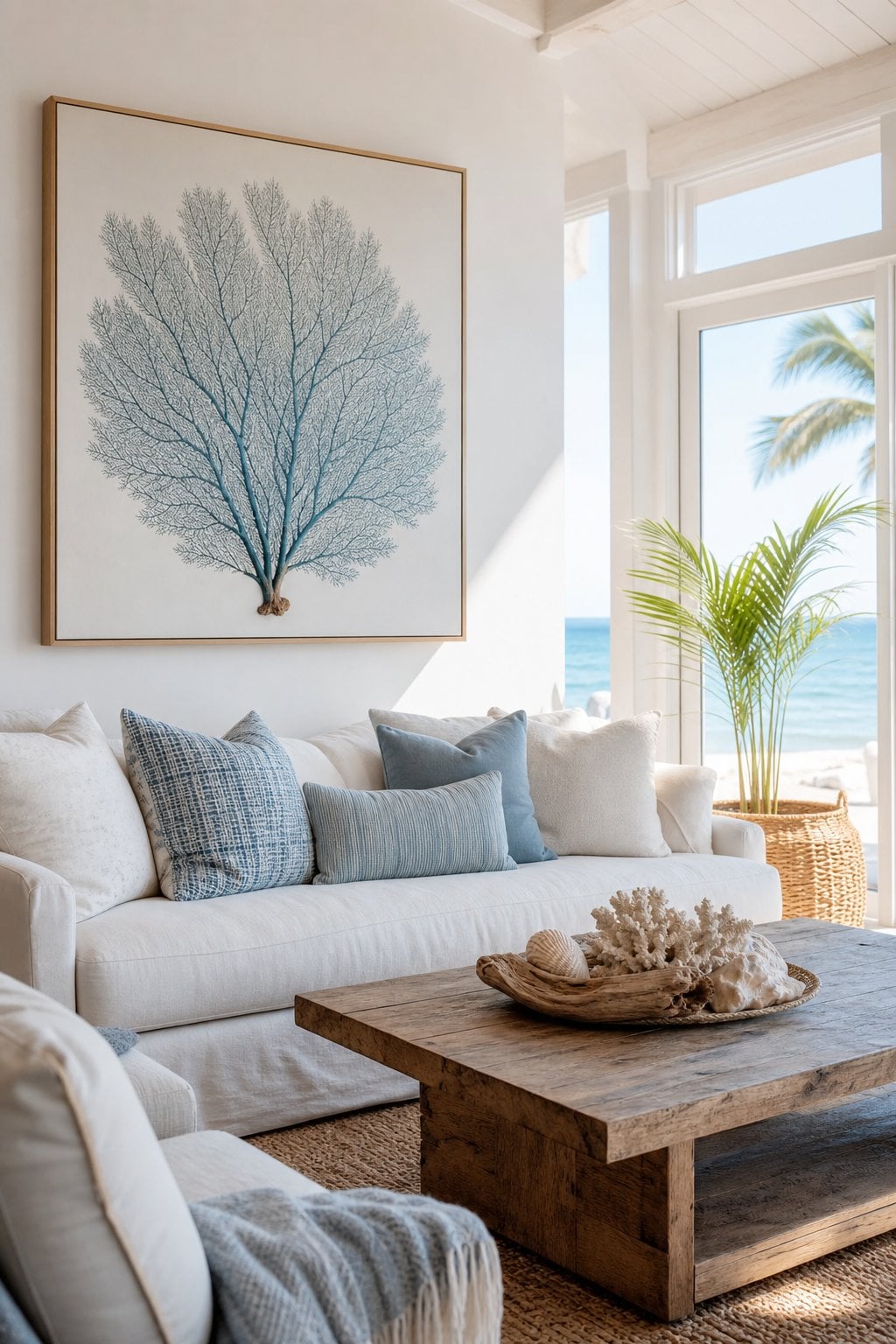 Coastal Living Room Wall Decor Idea 4 Framed Sea Fan