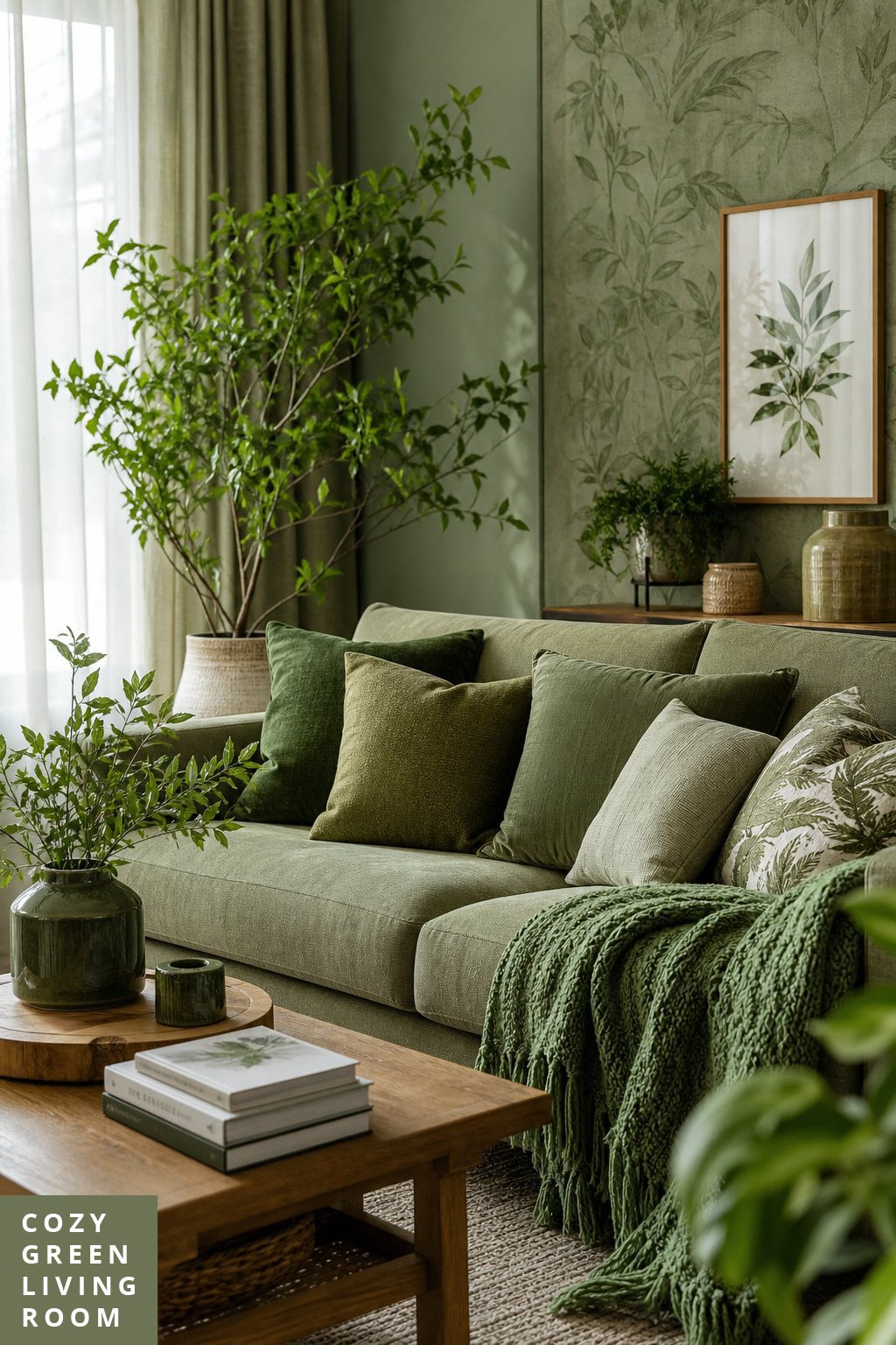 Cozy Green Living Room Decor Idea 1 Soft Textures